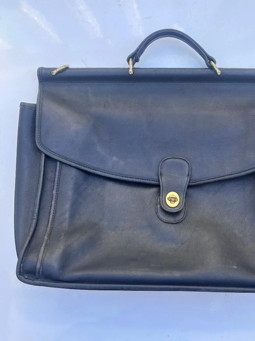Vintage Coach Leatherware Navy Briefcase, Glove-Tanned Cowhide, Made in USA